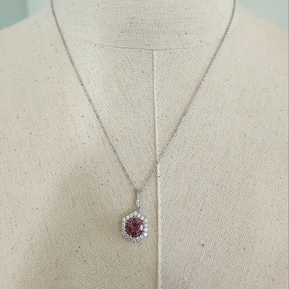 NWT Ryze Sangria Hexagon Cubic Zirconia .925 Sterling Silver 18" Necklace - Picture 7 of 10